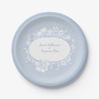 Assiettes En Carton Mariage de réception élégant bleu floral Open Hous