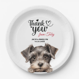 Assiettes En Carton Mariage de Schnauzer miniature Merci