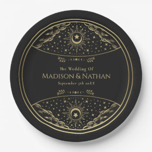 Assiettes En Carton Mariage de Tarot Elegant Or