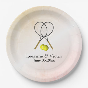 Assiettes En Carton Mariage de tennis personnalisé