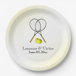 Assiettes En Carton Mariage de tennis personnalisé