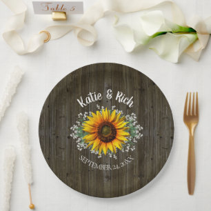 Assiettes En Carton Mariage de tournesol rustique