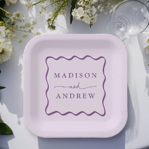 Assiettes En Carton Mariage de trame violet moderne