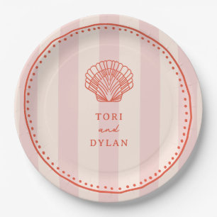 Assiettes En Carton Mariage de triage Tropical rose Saint-Jacques