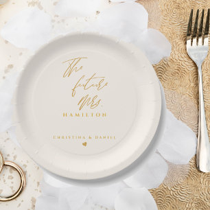 Assiettes En Carton Mariage de typographie de script or moderne