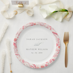 Assiettes En Carton Mariage de typographie minimaliste moderne Blush P