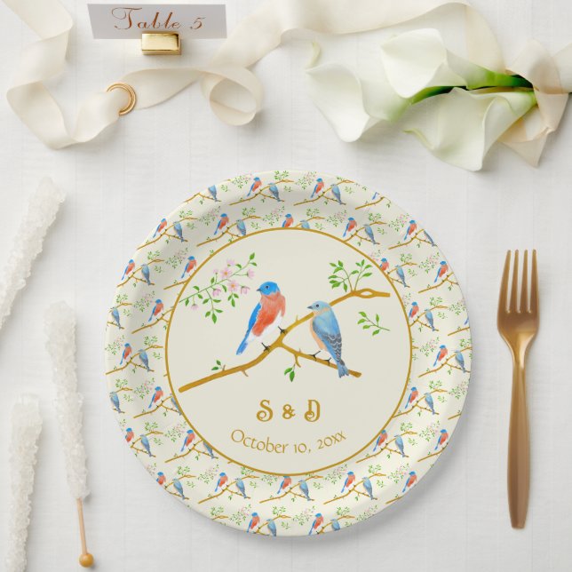 Assiettes En Carton Mariage des merles bleus (Mariage)
