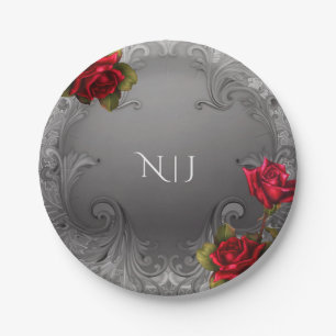 Assiettes En Carton Mariage des Roses rouges fantaisistes Vintages d'a