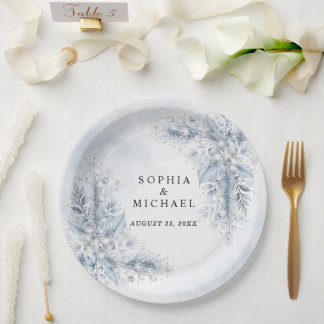 Assiettes En Carton Mariage d'hiver aux baies blanches gelées