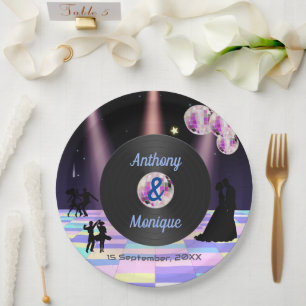 Assiettes En Carton Mariage Disco personnalisable