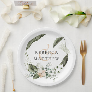 Assiettes En Carton Mariage Élégant de Verdure Florale    