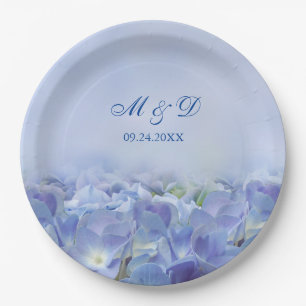 Assiettes En Carton Mariage élégant Hydrangea Blue Florals