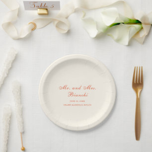 Assiettes En Carton Mariage Élégant Moderne Classique Terracotta