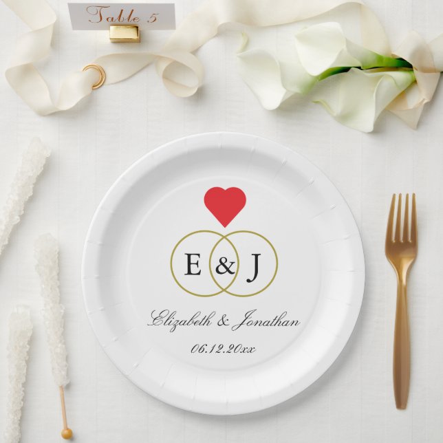 Assiettes En Carton Mariage Entwin Rings (Mariage)