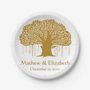 Assiettes En Carton Mariage extérieur rustique de banian