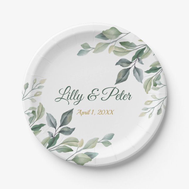 Assiettes En Carton Mariage, Fête des mariées Plaques papier personnal (Devant)