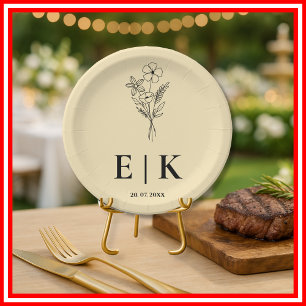 Assiettes En Carton Mariage Fleur de Champ Jaune Beurre