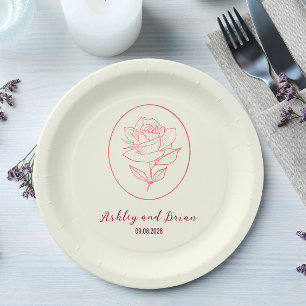 Assiettes En Carton Mariage Fleur de Rosier Classique du Jardin de Fam