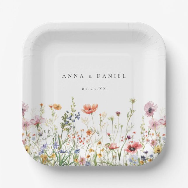 Assiettes En Carton Mariage fleur sauvage (Recto)