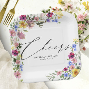 Assiettes En Carton Mariage Fleur sauvage Boho