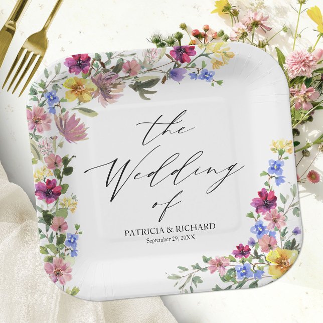 Assiettes En Carton Mariage Fleur sauvage Boho (Créateur téléchargé)