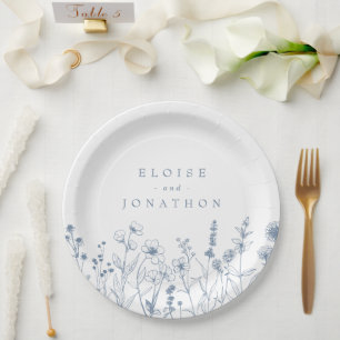 Assiettes En Carton Mariage Fleur sauvage de périphérique minimaliste 