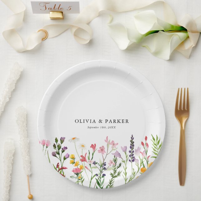 Assiettes En Carton Mariage Fleur sauvage habillé (Mariage)