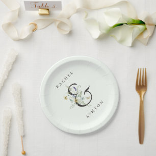 Assiettes En Carton Mariage Fleur sauvage Pale Green Elegant