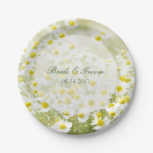 Assiettes En Carton Mariage floral à fleur de Chamomile (Devant)