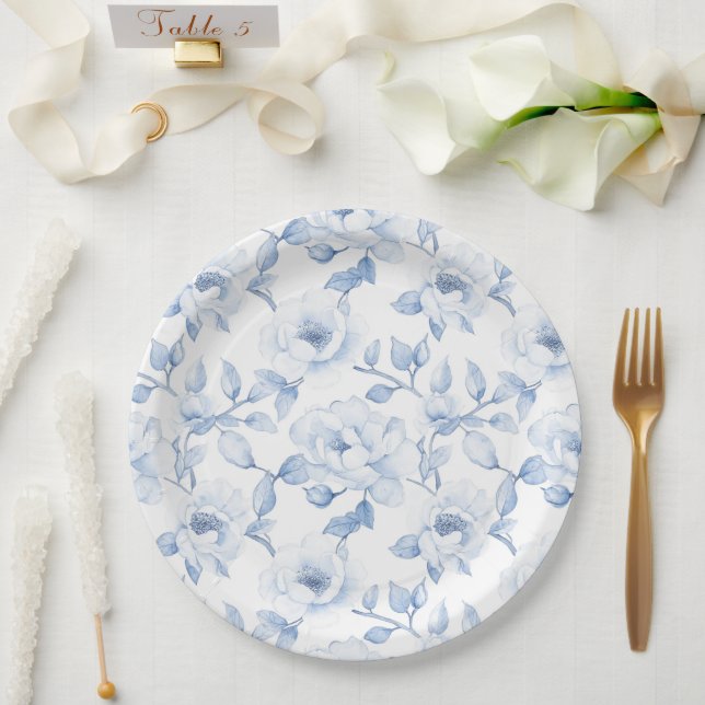 Assiettes En Carton Mariage floral blanc chic (Mariage)