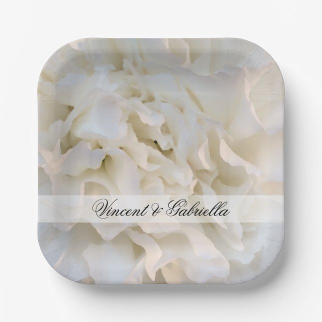 Assiettes En Carton Mariage floral de carnation blanche (Recto)