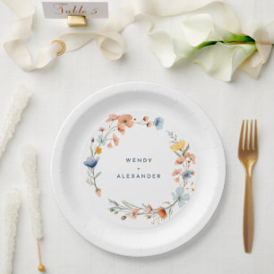 Assiettes En Carton Mariage floral élégant