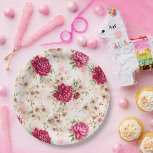 Assiettes En Carton Mariage Floral Glam Jardin de Pivoine & Orchidée