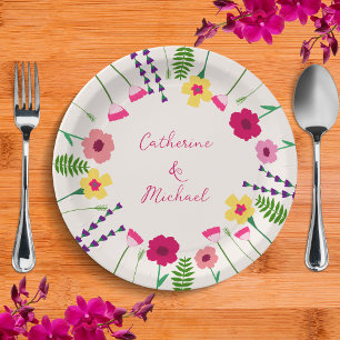 Assiettes En Carton Mariage Floral Gras Et Coloré
