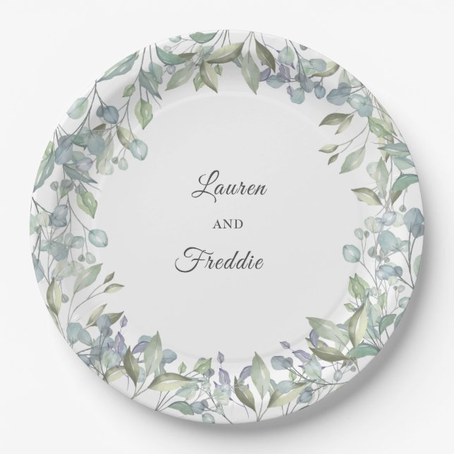 Assiettes En Carton Mariage floral Lilac Watercolor (Devant)