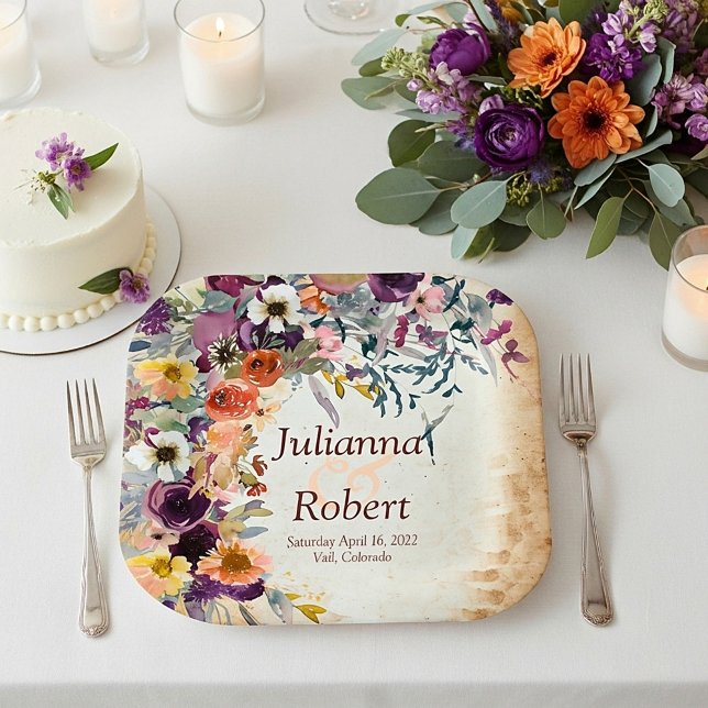 Assiettes En Carton Mariage floral mixte d'automne (Créateur téléchargé)