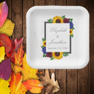 Assiettes En Carton Mariage floral Rose de tournesol