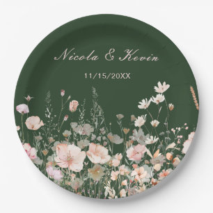 Assiettes En Carton Mariage floral rose rose rose fleur sauvage