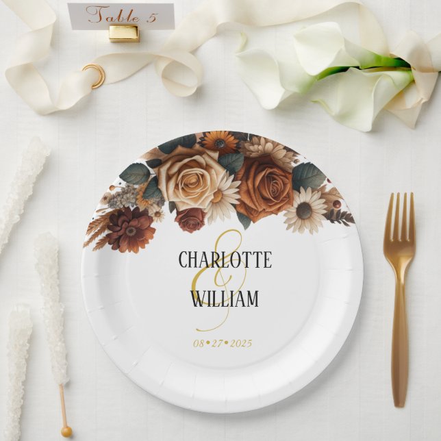 Assiettes En Carton Mariage floral rustique chic (Mariage)