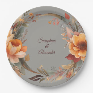 Assiettes En Carton Mariage floral rustique de l'automne
