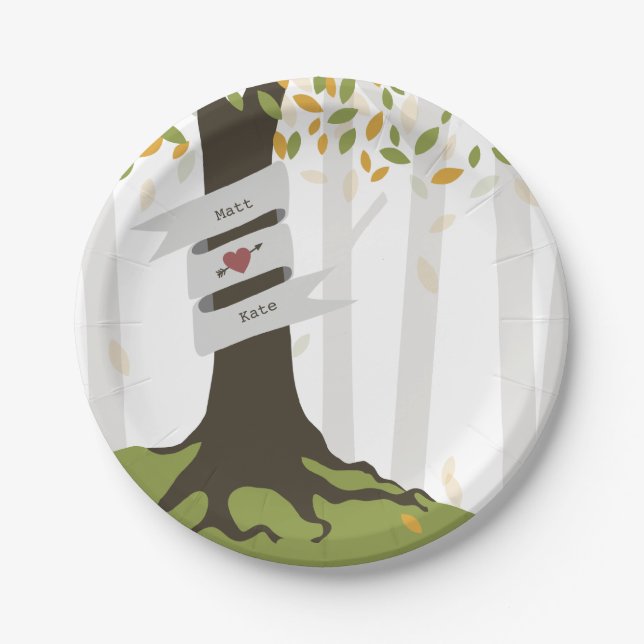 Assiettes En Carton Mariage forestier du début de l'automne (Devant)