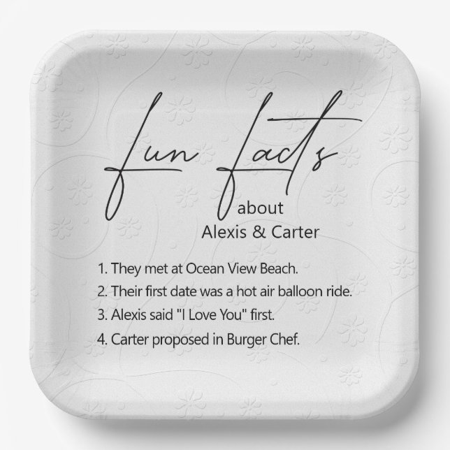 Assiettes En Carton Mariage Fun Facts On Embossed Floral (Recto)
