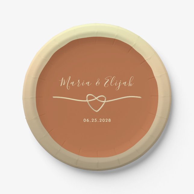 Assiettes En Carton Mariage Gold Heart de Terracotta (Devant)