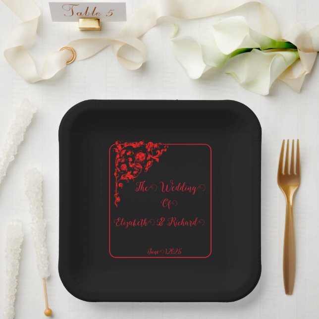 Assiettes En Carton Mariage gothique foncé (Mariage)