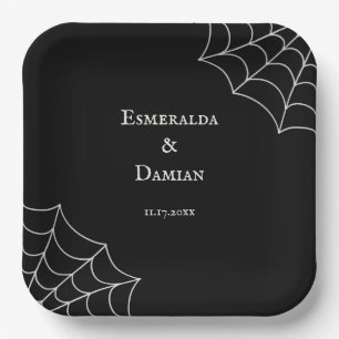 Assiettes En Carton Mariage gothique noir et blanc