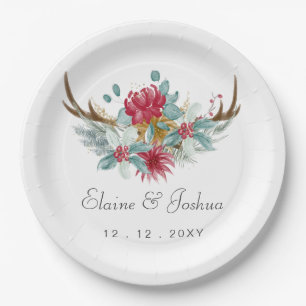Assiettes En Carton Mariage hivernal des cerfs de bois