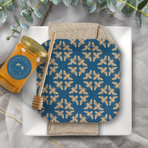 Assiettes En Carton Mariage Indigo & Honeycomb Golden Bee Shower