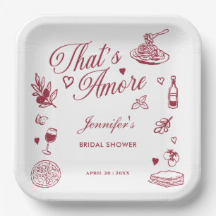 Assiettes En Carton Mariage Italien à l'aquarelle sur le thème "C'est