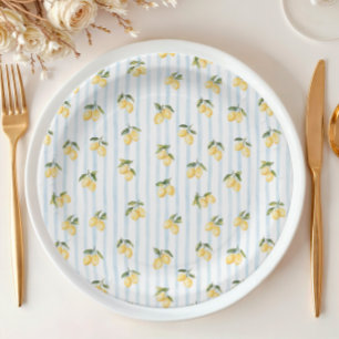 Assiettes En Carton Mariage Italien Thème Citron Bleu