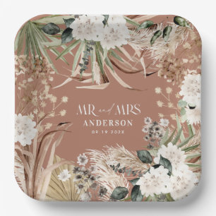 Assiettes En Carton Mariage M. Mme Pampas eucalyptus parti boho modern